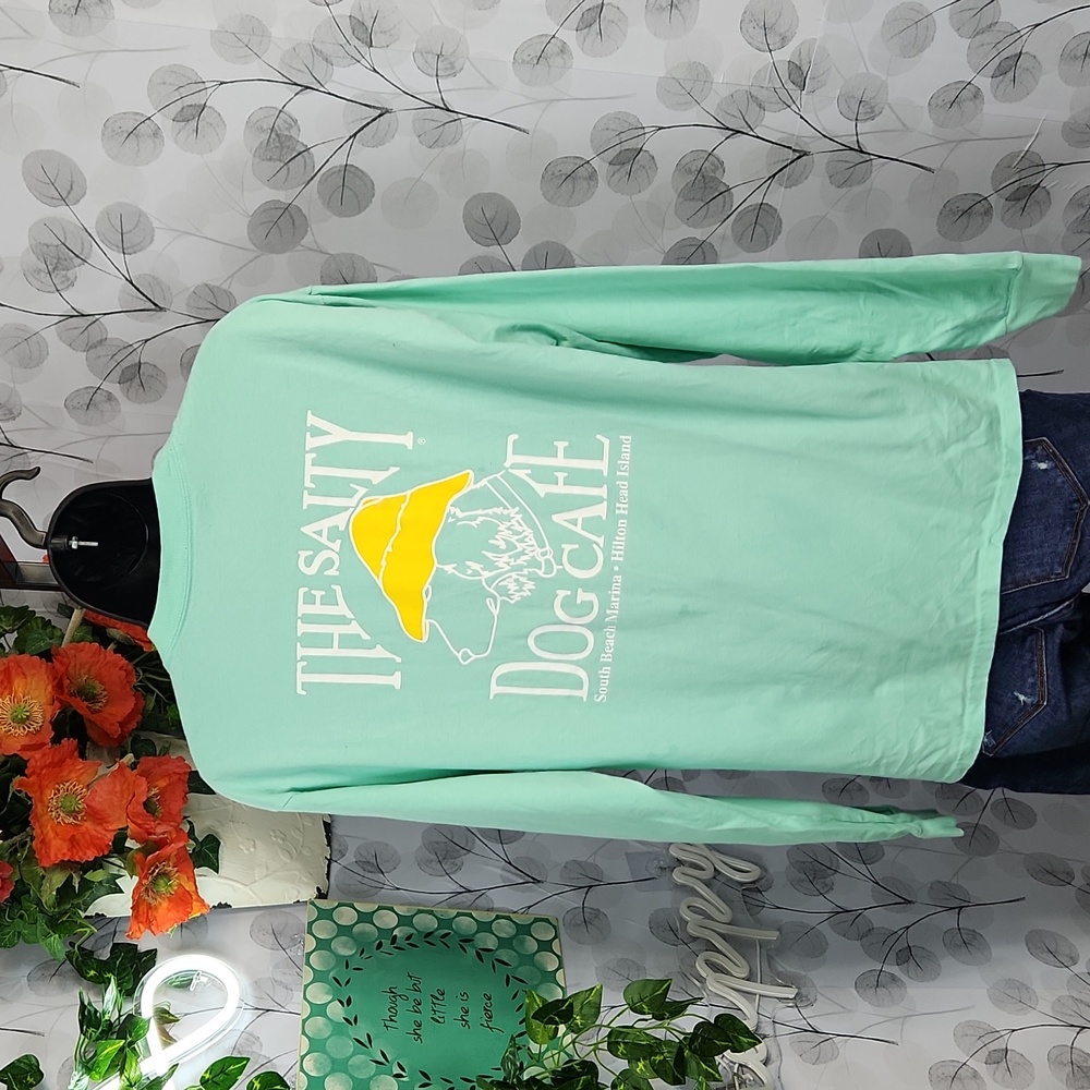 The Salty Dog Cafe Mint Green Long Sleeve Graphic Tee - Picture 4 of 7